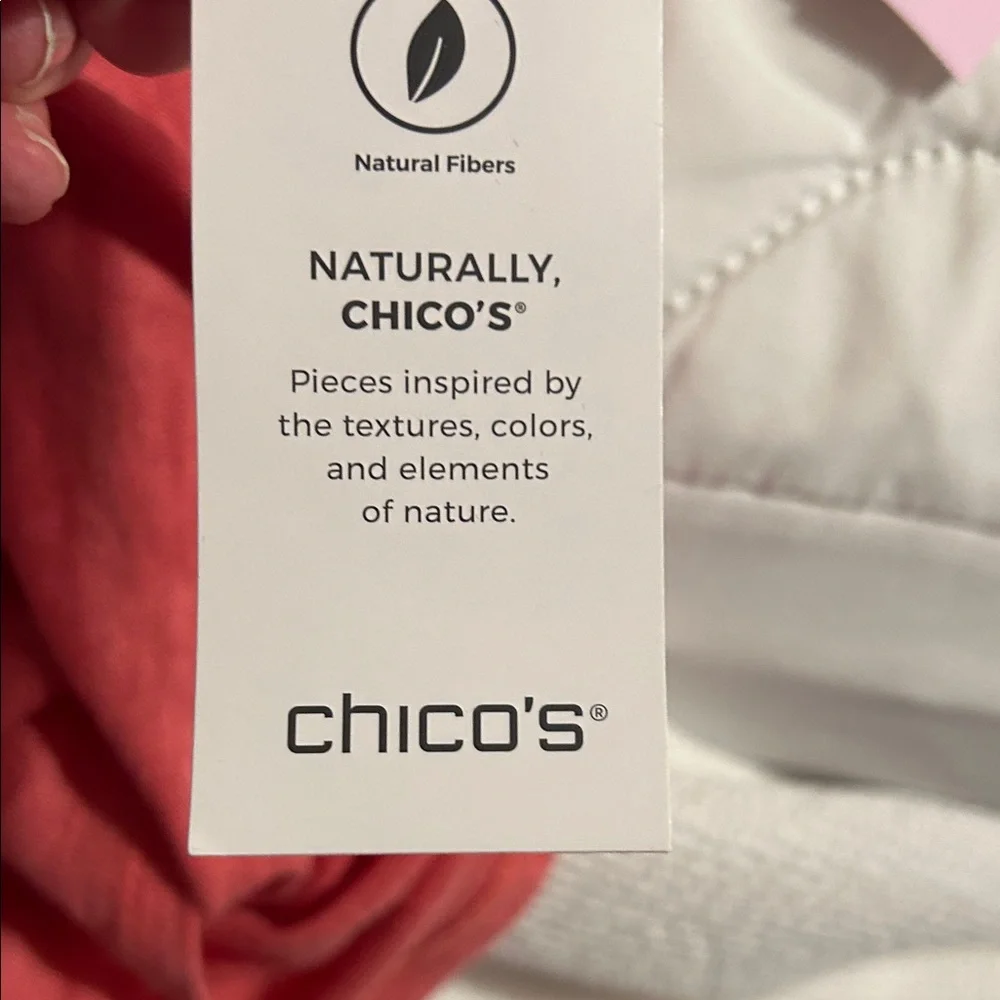 Chico's Strawberry Blush Short Sleeve top. Size one(medium)100% linen. NWT - Picture 9 of 10